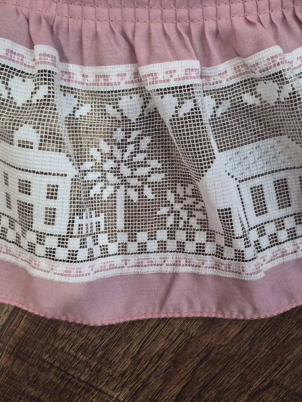 Vintage Cottagecore Primitive Country Lace Window Valance Ruffled Set